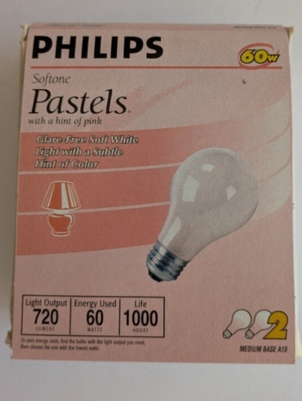 Philips Pastels Softone Light Bulbs Hint 60 Watt New Bundle 2